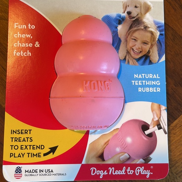NWT KONG PUPPY RUBBER DOG TREAT TOY - PINK SIZE SMALL (UP TO 20 LBS) - Picture 5 of 5
